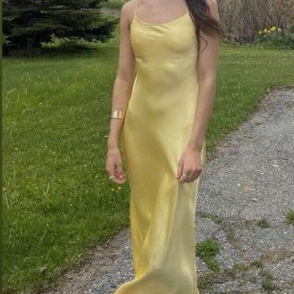 XXS Yellow Satin Dress - Picture 2 of 6
